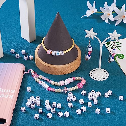 FASHEWELRY 500 Pcs Acrylic Cube Vowel Letter Beads, 6mm Silver Square Initial Alphabet Beads for Friendship Bracelet & Jewelry Making - color: 00-A/E/I/O/U-Silver, size: 6x6x6mm