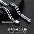 ChainsHouse Stainless Steel Mens Cuban Link Chain, Black/ 18K Gold Plated Miami Cuban Chain Necklace, 5mm/7mm/9mm/12mm/14mm Width, No Tarnish& Durable Hip Hop Mens Jewelry, 18"-30", Send Gift Box - color: a. 9mm width-steel, size: 26 inches