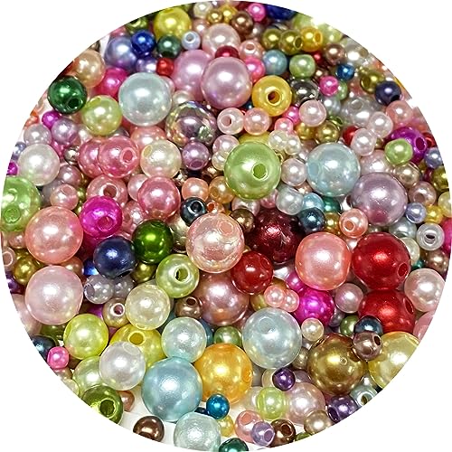30g Mixed 3-8mm Pearl Beads Round Loose Satin Pearls Plastic Crafts Beads for Jewelry Making Earring Bracelet Necklace Key Chains Vase Fillers Home Decoration (Multicolor Series) - color: Multicolor Series