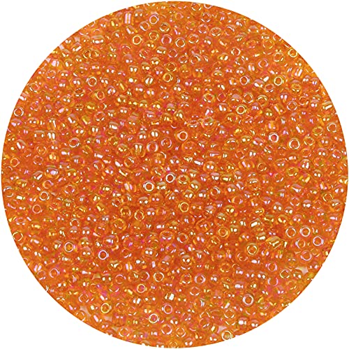 2200pcs Glass Seed Beads Bulk, 4mm 6/0 Pony Beads Bulk for Jewelry Making Mini Spacer Beads Loose Beads Craft Small Glass Seed Beads for DIY Bracelet Wrist (Orange AB) - color: Orange AB