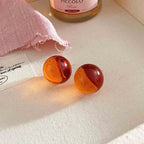 20mm Colorful Round Bead Stud Earrings Resin Transparent Bright Limpid Chuncy Bead Earrings for Women - color: Orange