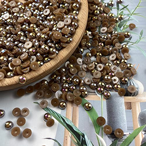 1000pcs 5mm Half Pearl Beads Flatback Pearl Beads Half Round Plastic Pearls for Crafts Scrapbooking Embellishment Nail Art(Coffee AB) - color: Coffee AB, size: 5mm