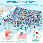 cridoz 1710 Pieces Crystal Glass Beads for Jewelry Making and Crafts, Colorful Beads for Bracelets, DIY Crafts and Home Ornaments