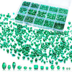 1500 Pcs Crystal Glass Beads for Jewelry Making – 12 Styles Bicone, Rondelle, Cube, Teardrop & 3mm Spacer Beads, DIY Bracelet Necklace Earring Craft Kit(Malachite Green) - color: Malachite Green