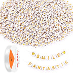 DECYOOL Letter Beads, 1900Pcs 4×7mm White Gold Acrylic Alphabet Beads with 1 Roll Elastic String for Bracelet Necklace Jewelry Making Supplies - color: White