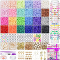 Gionlion 6000 Clay Beads Bracelet Making Kit, 24 Colors Flat Preppy Beads for Friendship Bracelets, Polymer Clay Bead with Charms for Jewelry Making, Crafts Gifts for Girls Ages 6-12 - style: Classic