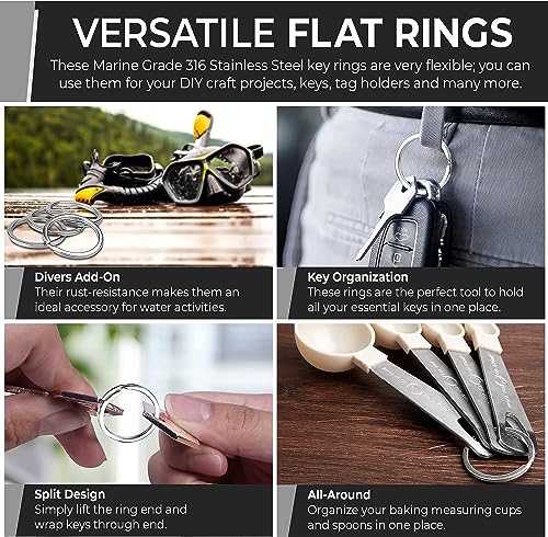CREST Surgical and Marine Grade Stainless Steel Split Ring for Keychains SS316L Key Rings for Car Keys - color: 10-pack 316lss