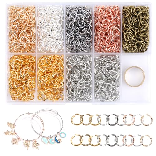 8 mm Jump Rings for Jewelry Making 7 Colors 1200 Pcs Stainless Steel Jump Rings with Open/Close Tools for Necklace Bracelet Repair Keychains Jewelry Making Supplies(8mm/0.31") - size: 8 mm