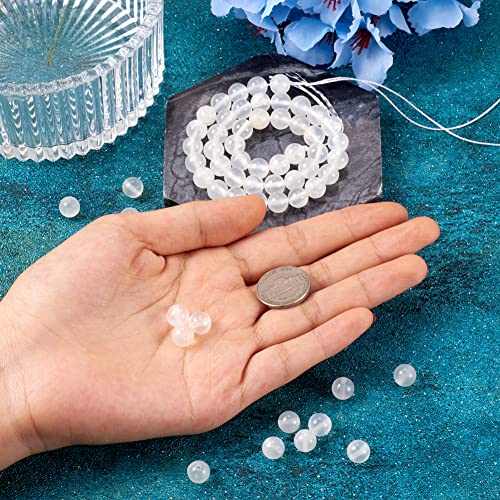 40Pcs 10mm Natural Selenite Stone Beads Round Gemstone Loose Beads Energy Healing Chakra Stone Charm Beads for Bracelet Necklace Jewelry Making DIY Crafts - color: 10mm-clear