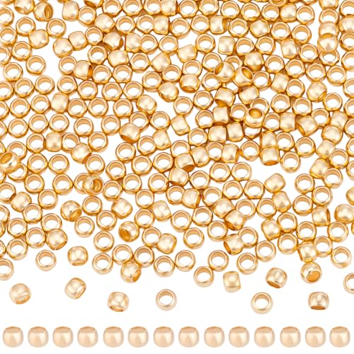 Beebeecraft 300Pcs 2.5mm Round Crimp Beads Real 14K Gold Filled Brass 1.6mm Hole Metal Rondelle Crimp Spacer Beads for Jewelry Making Necklace Bracelets Earring DIY Crafts - size: 2.5mm