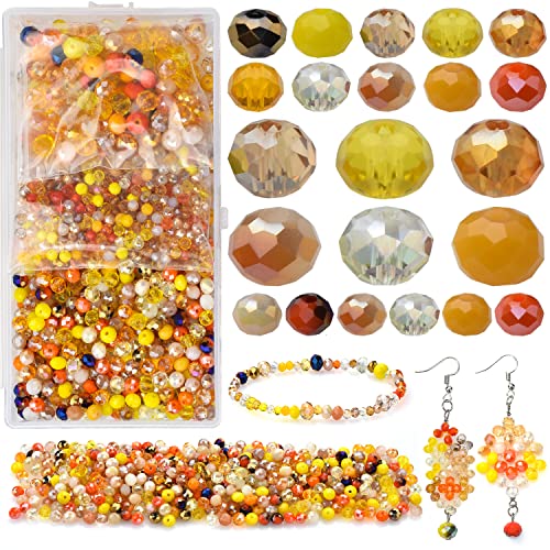 Wholesale 4/6/8mm Crystal Rondelle Beads for Jewelry Making Findings Include Plastic Storage Box,Faceted Glass Beads,Spacer Beads for Bracelets Earrings - color: Golden
