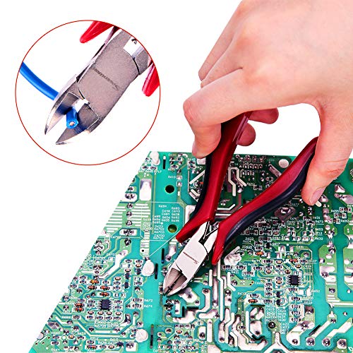 SPEEDWOX Diagonal Pliers Micro Wire Cutters 4 Inches Fine Pliers Precision Side Nipper Mini Plastic Nippers Side Cutting with Spring Angled Head Professional Jewelry Making Tools - style: Tapered Head Diagonal Pliers