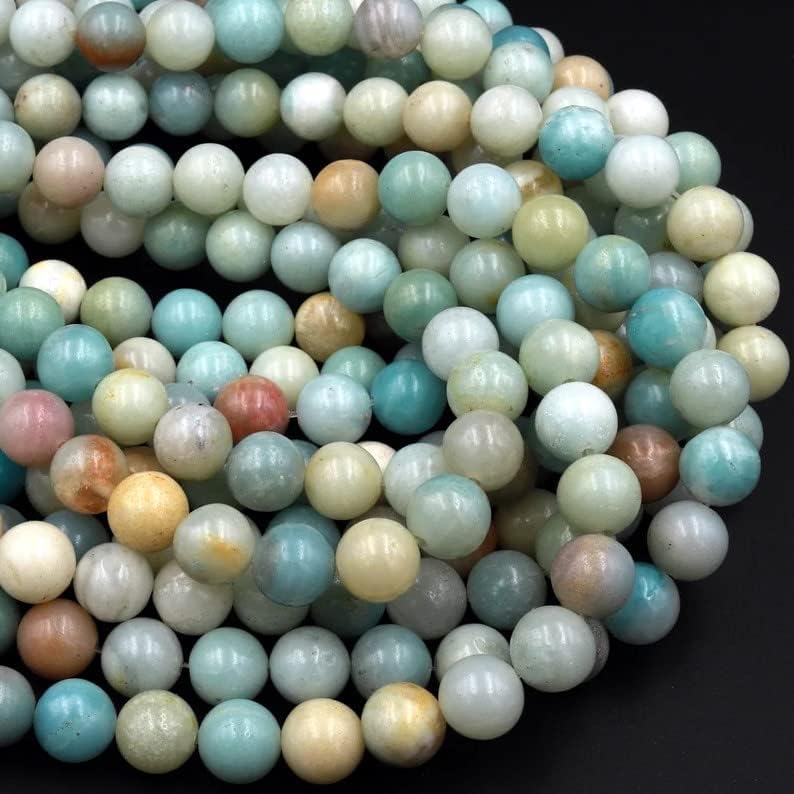 Zenkeeper 108Pcs Amazonite Beads for Bracelet Jewelry Making 8MM Natural Loose Amazonite Stone Beads Gemstone Beads Round - color: Amazonite, size: 8MM, 108pcs