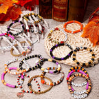 LUYI 32 Pcs Preppy Jewelry Bracelets for Women Clay Bead Colorful Surfer Heishi Bracelet Set Stackable Beaded Friendship Stretch Bracelets Boho Y2K Summer Beach Elastic Layering Bracelets - style: 48PCS-Hallowee