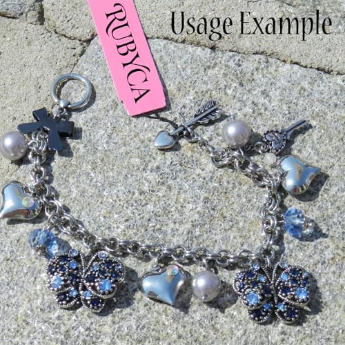 RUBYCA 10Pcs Toggle Clasp Silver Color Charm Rolo Bracelet Double Long Link Chain 18cm DIY Jewelry - color: 10 PCS, size: 18 CM