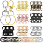AUGSUN 100PCS Swivel Clasps Lanyard Snap Hooks with Key Rings, Key Chain Clip Hooks Lobster Claw Clasps for Keychains Jewelry DIY Crafts (Multicolor) - color: Multicolor