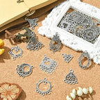 KitBeads 60pcs 10 Styles Chandelier Connector Charms Tinetan Chandelier Earring Components Hollow Vintage Filigree Charms for Jewelry Making