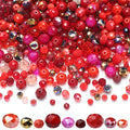 Briolette Faceted Rondelle Crystal Glass Beads for Jewelry Making-Wholesale Mix Lot 4/6/8mm DIY Crafts Spacer Beads with Container Box (Valentine's Day Gift) - color: Red
