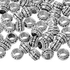 120 Pcs Silver Spacer Beads Tibetan Antique Silver Large Hole Spacers Beads Metal Loose Spacer Bead for DIY Necklace Bracelet Jewelry Crafts Making (8×6mm, Hole:4.5mm)