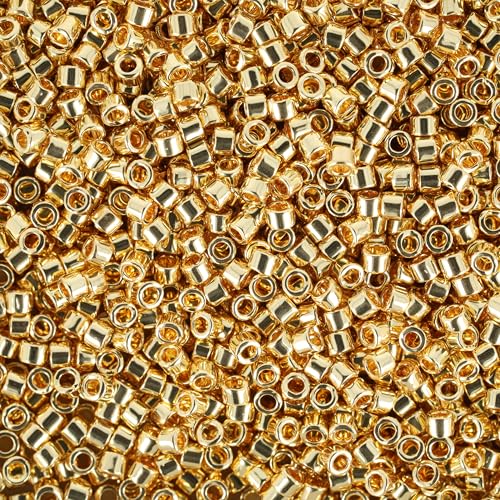 Miyuki Delica Seed Beads – Size 11/0 (1.6 mm), DB0031, Gold 24K Plated, 7.2 g, Approx. 1440 Beads, Made in Japan - color: DB0031 - Gold 24K Plated
