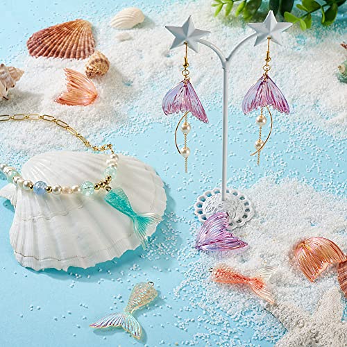 Fashewelry 32pcs Transparent Mermaid Tail Charms Resin Fishtail Pendants with Glitter Powder & AB Color Acrylic Ocean Sea Animal Charms for Necklace Earring Bracelet Hawaii Style Jewelry Making - color: Mixed Color Mermaid Tail