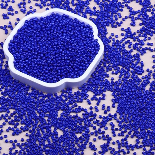 2mm Glass Seed Beads Bulk, Royal Blue 12/0 Tiny Round Seed Bead, Small Mini Pony Craft Beads for Bracelet Necklace Wrist Jewelry Making Beading Weaving DIY Crafts Supplies - color: Royal Blue
