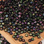 800pcs Number Beads Colorful Black Round Number Letter Beads 0-9 Mixed 4x7mm Plastic Shape Loose Beads for Jewelry Making Bracelets.