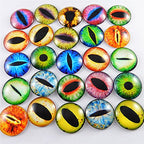 Julie Wang 20PCS 1.18inches Mixed Style Dragon Eyes Flatback Round time gem cover Glass Cabochon Dome for Jewelry Cameo Pendant DIY Finding 30mm - size: 30MM-20PCS