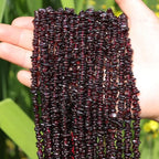 400pcs Natural Chip Stone Beads for Jewelry Making Garnet 5-8mm Irregular Gemstones Healing Crystal Loose Rocks Bead Hole Drilled for Ring Earrings Necklace Bracelet Making DIY Art Crafts - color: Garnet (2 Strands-62")