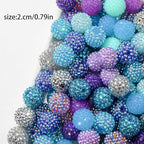 20mm Rhinestone Beads 20pcs Chunky Bubblegum Beads Beadable Pen Beads Shine Disco Ball Beads Jumbo Plastic Beads for Necklace Jewelry Bracelets DIY Crafts Making (bluepurple) - color: bluepurple