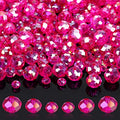 WILLBOND 600 Pcs Crystal Glass Beads for Jewelry Making Bulk Suncatcher Faceted Rondelle Loose Gemstone for Valentine's Day, Irish Holiday, Easter Bracelet DIY Crafts 8mm, 6mm, 4mm(Hot Pink) - color: Hot Pink