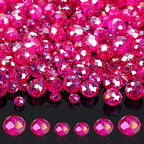 WILLBOND 600 Pcs Crystal Glass Beads for Jewelry Making Bulk Suncatcher Faceted Rondelle Loose Gemstone for Valentine's Day, Irish Holiday, Easter Bracelet DIY Crafts 8mm, 6mm, 4mm(Hot Pink) - color: Hot Pink