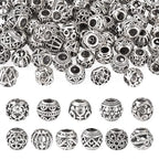 Craftdady 66Pcs Large Hole Rondelle Spacer Beads Alloy European Beads 11 Style Tibetan Antique Silver Spacer Beads Western Beads for Crafts Jewelry Making - color: Antique Silver-12 Styles, Rondelle