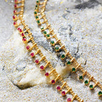 MTMY Beaded Necklaces for Women 14K Gold Plated Dainty Colorful Green/Rose Beaded Pearl Choker Necklace Delicate Boho Choker Necklace Jewelry Gift - style: Green