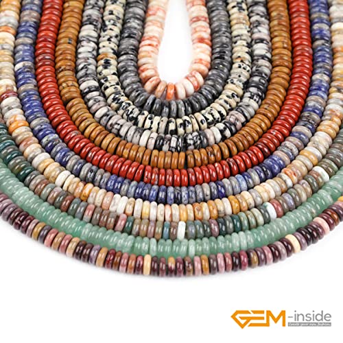 GEM-Inside 2x6mm Natural Mixed Red Jasper Gemstone Heishi Disc Rondelle Spacer Beads for Jewelry Making Full 15" Strand Energy Stone Healing Power Crystal - color: Mixed Red Jasper