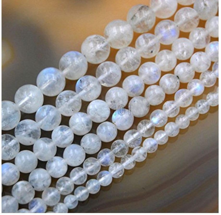 90pcs Adabele Natural Blue Flash Moonstone Healing Gemstone 4mm (0.16 inch) Small Round Beads Gem Stone Spacer for DIY Craft Jewelry Making GY30-4 - color: Moonstone, size: 4mm (90pcs/1 Strand)