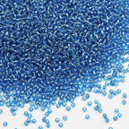 Transparent Blue with Silver Lined Beads Size 8/0 Crafts Glass Seed Beads 3mm for Jewelry Making (Total About 100g About 3600pcs) - color: Transparent Blue with Silver Lined, size: 3mm