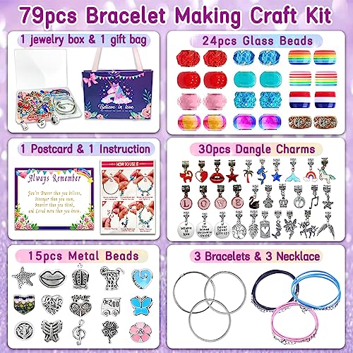 Charm Bracelet/Jewelry Making Kits for Kids Girls,Unicorn Birthday Gifts,Arts Crafts Toys for 5 6 7 8 9 12 Years Old Girls