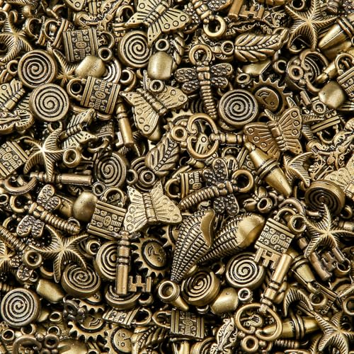 200G Vintage Acrylic Beads 240-320pcs Assorted Aesthetic Bead Bulk Color Flower Leaf Acrylic Beads for Keychain Bracelets Jewelry Making DIY Plastic CraftsAntique Bronze Black - color: Antique bronze black