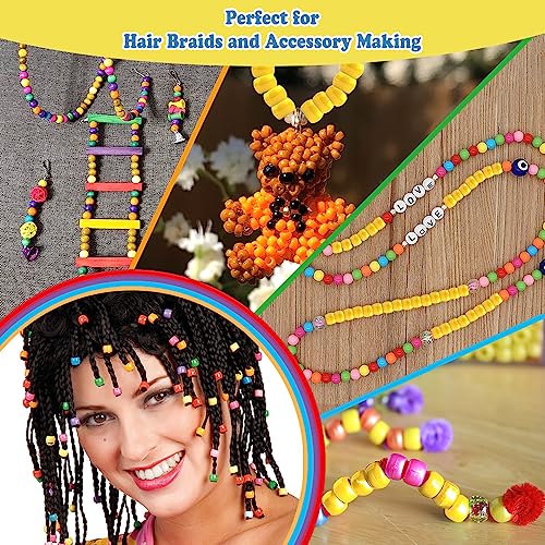QPIXVB 1100pcs Pony Beads,Friendship Bracelet Beads Kit,Bead for Jewelry Making and Bracelets Making,Bulk Hair Bead for Braids,Crafts - color: yellow beads