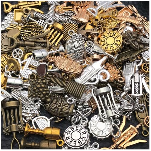 WOCRAFT 100pcs Wine Charms for Jewelry Making Assorted Jewelry Bangle Bracelet Charms Wholesale Mixed Bulk Metal Earring Charms for DIY Necklace Keychain Craft Supplies (SN874) - color: Wine Charms