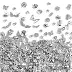 400Pcs Metal Spacer Beads for Jewelry Making, Silver & Gold Plated Findings for Bracelet, Small Hole, Mixed Style (Silver) - color: Silver