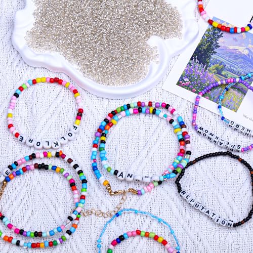 5000pcs Glass Seed Beads, 3mm 8/0 Small Individual Color Seed Beads Mini Pony Bulk for DIY Bracelet Necklaces Wrist Jewelry Making, Frosted Silver White - color: Frosted Silver White