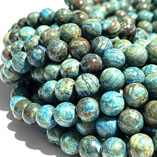 ABCGEMS Chihuahua Aqua Calsilica Jasper Beads from Mexico (Gorgeous Matrix - Mohs Hardness 6) DIY Jewelry Making Beading Supplies - Smooth Round 10mm - color: Chihuahua Calsilica Jasper (From Mexico)