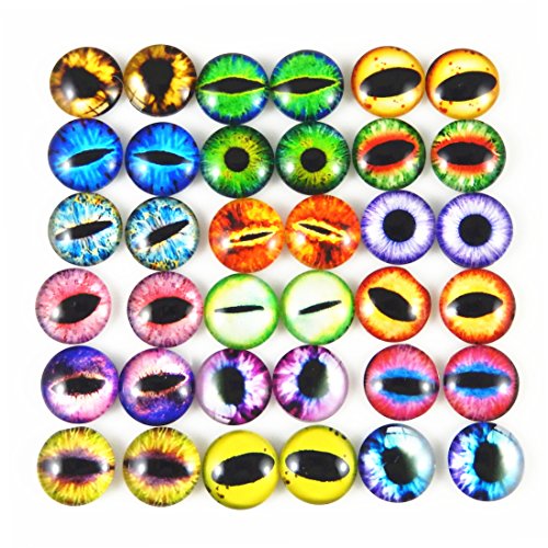 Julie Wang 8mm 100pcs Dragon Eyes Time Gem Cover Cameo Glass Cabochon Dome Jewelry Finding Pendant Crafts DIY Accessory about 0.31inches - size: 8MM-100PCS