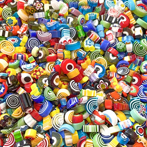 Youway Style Millefiori Glass Mosaic Tiles for Crafts, Broken Mosaic Glass Pieces for DIY Crafts Kits,Mosaic Jewelry Decor