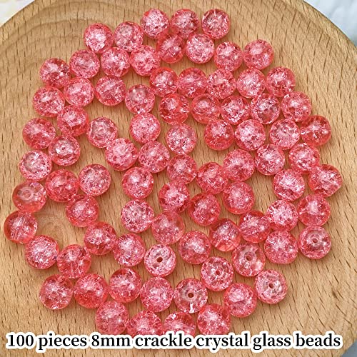 100pcs Round 8mm Glass Crackle Beads for Jewelry Making (Peach) - color: Peach, size: 8mm