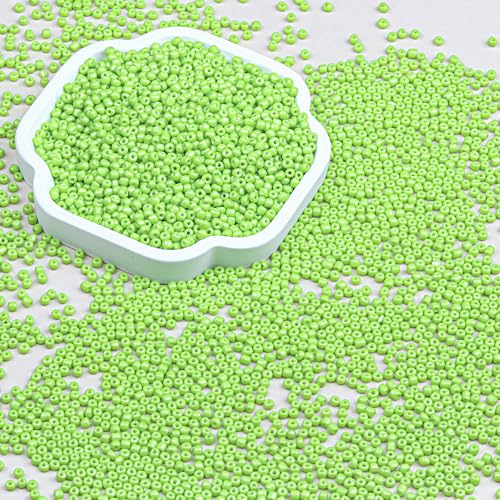 2mm Glass Seed Beads Bulk, Bright Green 12/0 Tiny Round Seed Bead, Small Mini Pony Craft Beads for Bracelet Necklace Wrist Jewelry Making Beading Weaving DIY Crafts Supplies - color: Bright Green