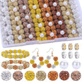 AIPRIDY Jewelry Making Beads Set, 300 PCS 10mm Rhinestone Clay Beads, 8mm Mixed Color Spacer Beads with Pearl and Floral Beads for DIY Jewelry Making (White + Yellow Series) - color: White + Yellow Series