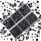 4000Pcs Mixed Size Hot Fix Round Crystals Gems Glass Stones Hotfix Flat Back Rhinestones (Hematite Black) - color: Hematite Black, size: 4000 Count (Pack of 1)